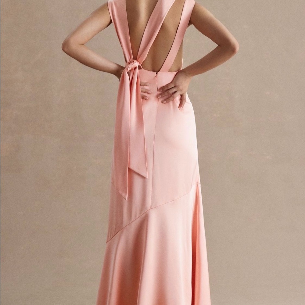 Anthropologie /  Significant Other Lana Cowl-Neck Tie-
Back Satin Maxi Dress